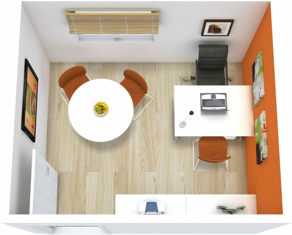 RoomSketcher Office 3D Floor Plan Orange Details