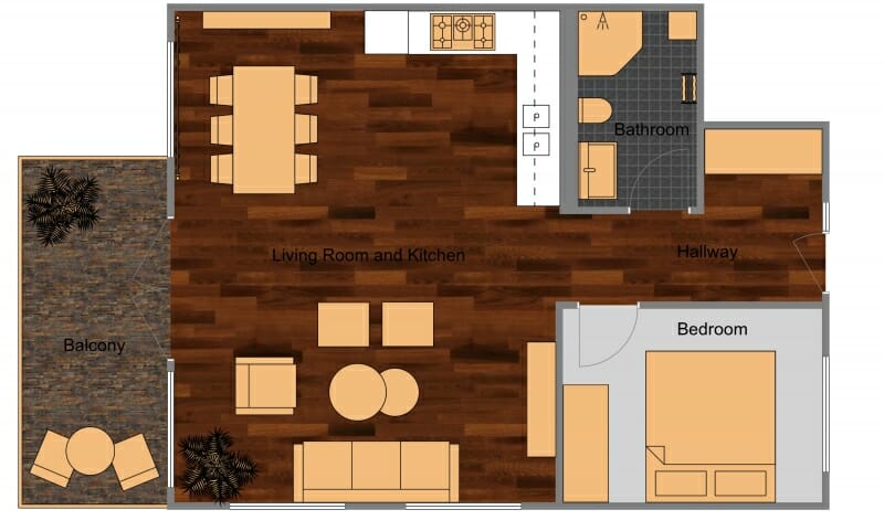 Brown 2D floor plan
