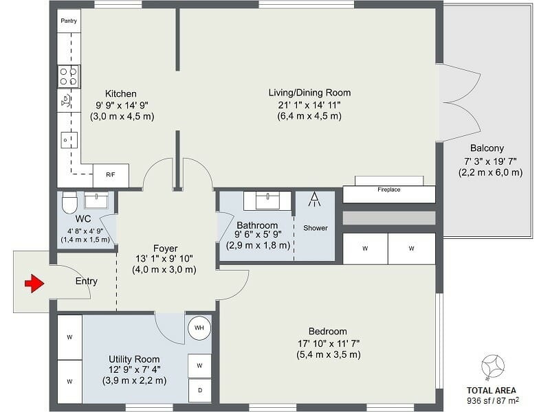 RoomSketcher 2D Floor Plan for Energy Assessments