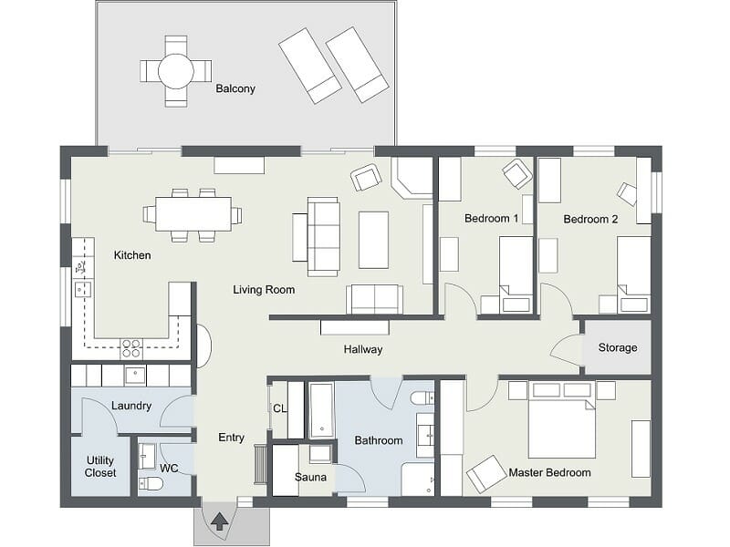 RoomSketcher 2D Floor Plan with Furniture Layouts