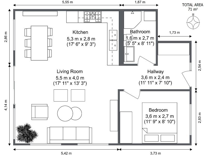 RoomSketcher 2D Floor Plan with Measurements