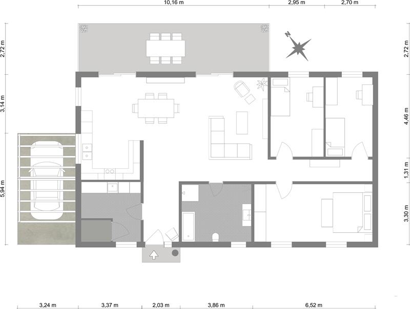 RoomSketcher 3 Bedroom 2D Floor Plan