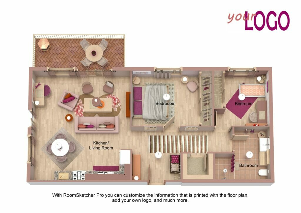 RoomSketcher 3D Floor Plan with Logo and Disclaimer Text