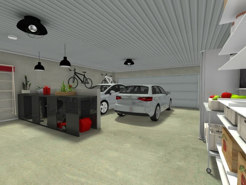 RoomSketcher 3D Photo Garage with Two Cars