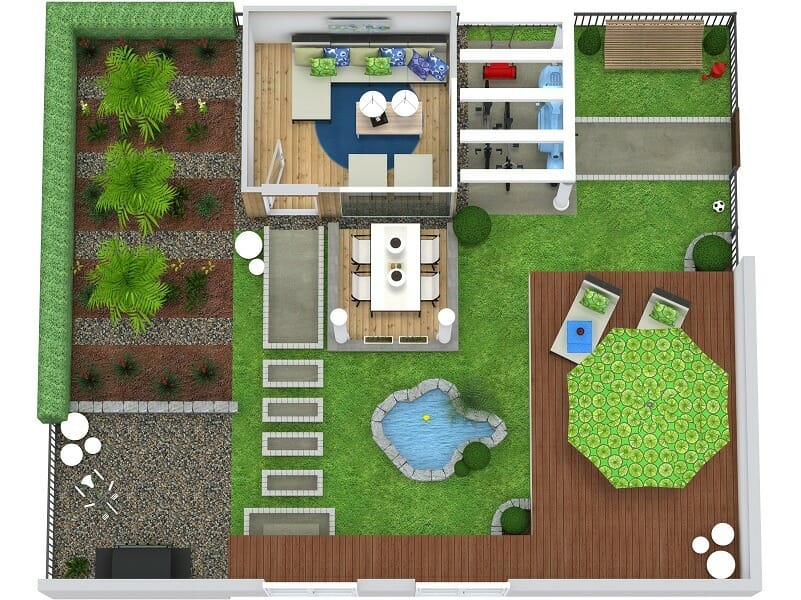 RoomSketcher 3D Site Plan Backyard Design