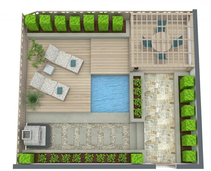 RoomSketcher 3D Site Plan Luxury Backyard