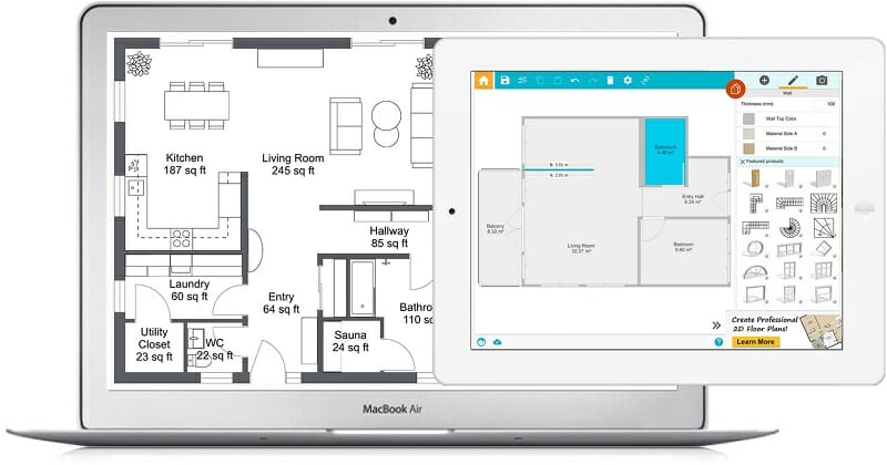 RoomSketcher App on Macbook and iPad