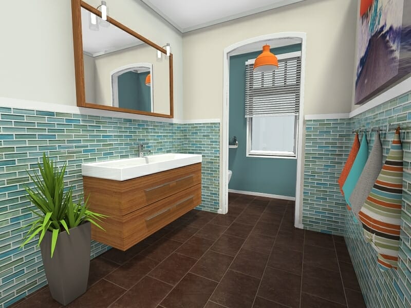 RoomSketcher bathroom ideas bath design wall hung vanity through sink 1