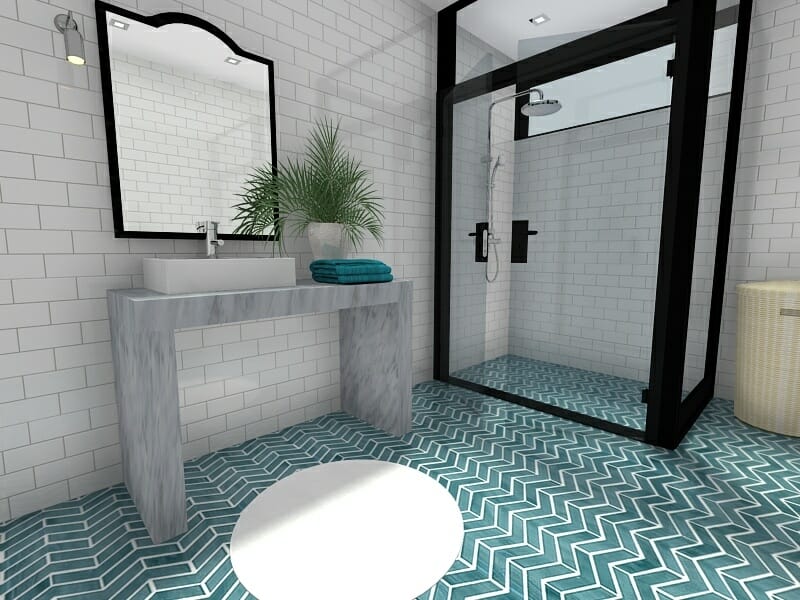 RoomSketcher bathroom ideas steel french door style shower enclosure
