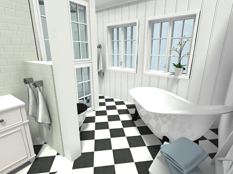 RoomSketcher Black and White Bathroom
