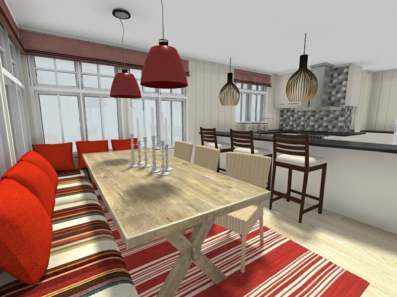 RoomSketcher Cozy Eat in Kitchen Banquette Seating Ideas
