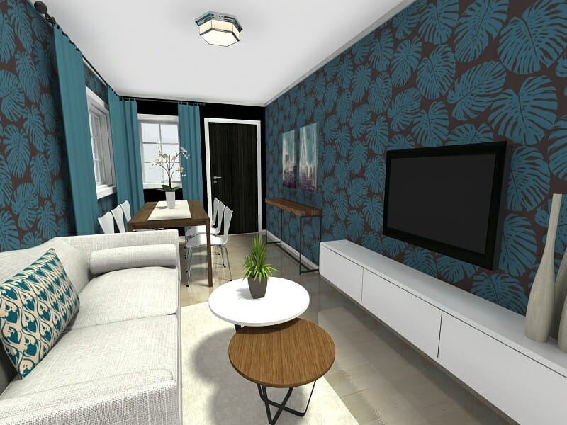 RoomSketcher Home Designer small narrow living room layout