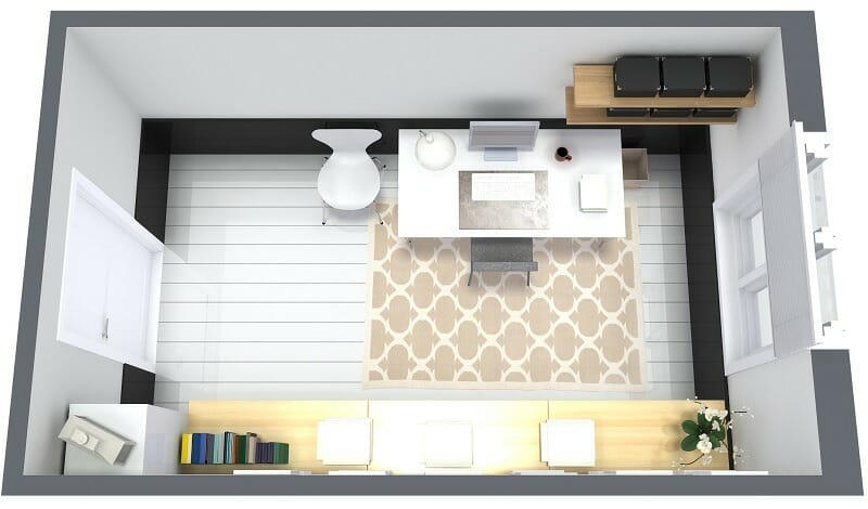 RoomSketcher Home Office Design 3D Floor Plan Furniture Layout