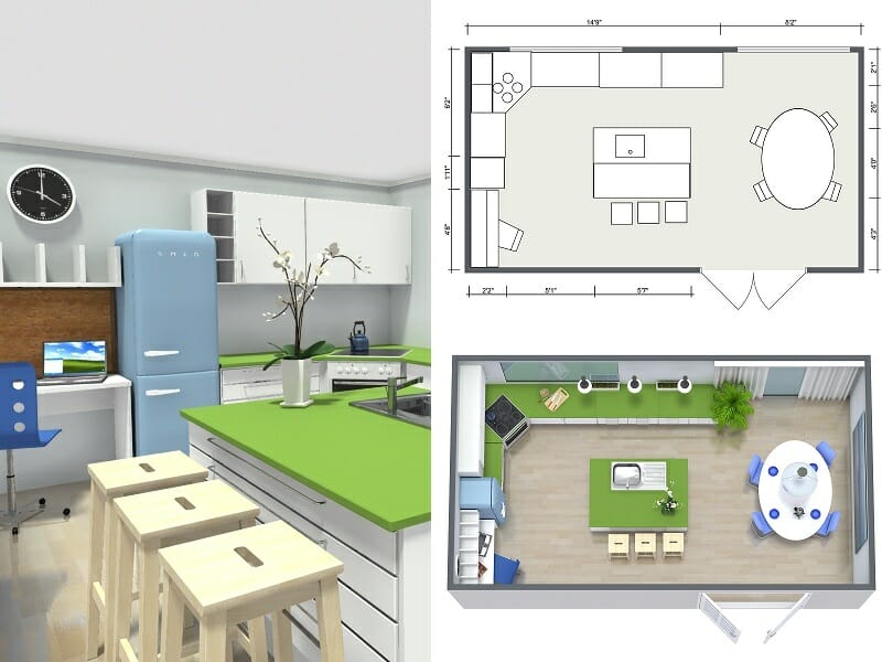 RoomSketcher Kitchen Design Floor Plans 3D Photo