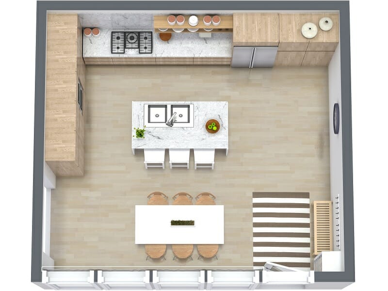 RoomSketcher Kitchen Layout Ideas 3D Floor Plan