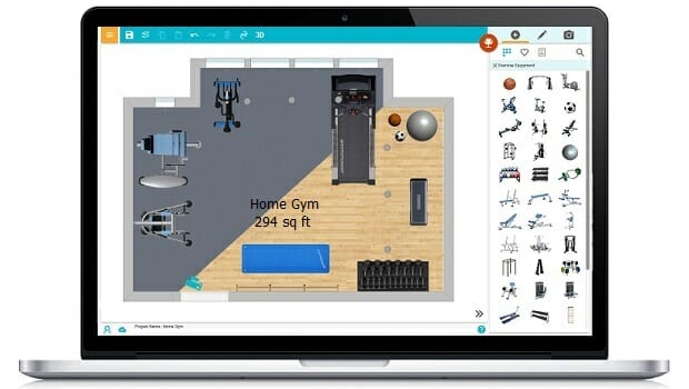 RoomSketcher New Gym Equipment in Home Design Floor Plan App