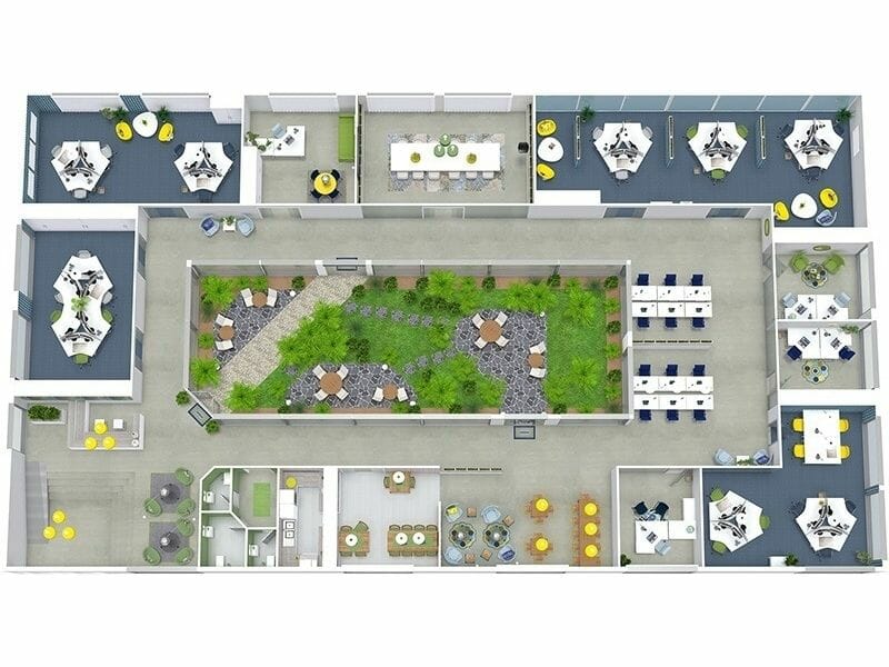 RoomSketcher Office 3D Floor Plan With Garden