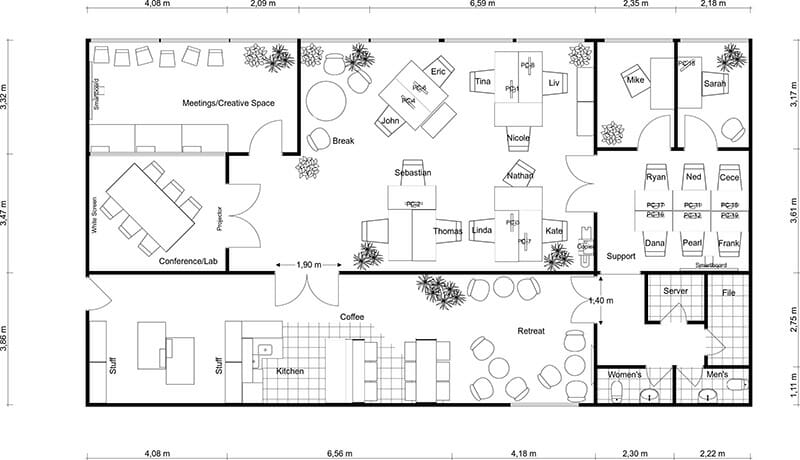 RoomSketcher Office Floor Plan 2D with Labels