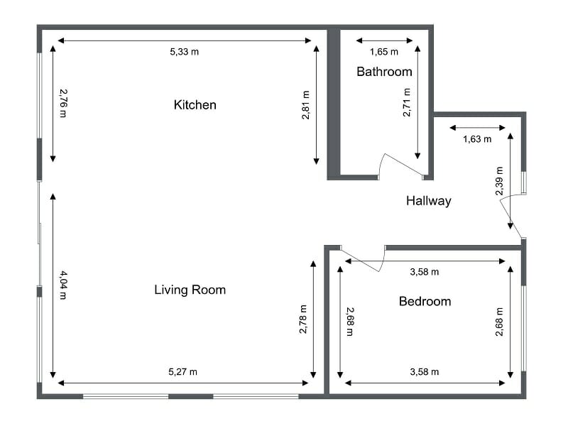 2D floor plan with measurements