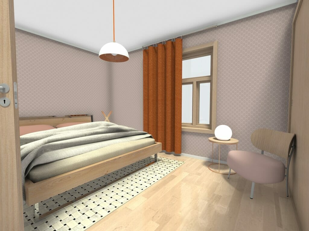 Bedroom interior with warm colors