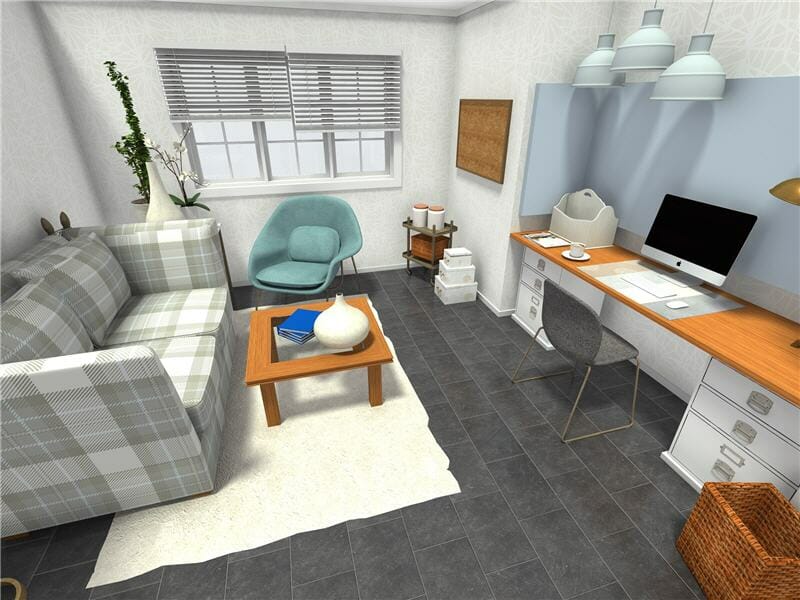 RoomSketcher Home Office blue orange