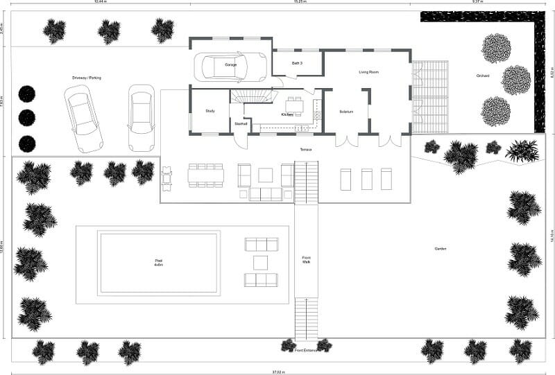 RoomSketcher Site Plan Software 2D Site Plan