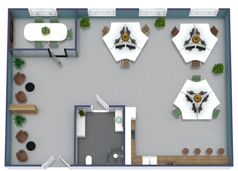 RoomSketcher Small Office With Open Layout 3D Floor Plan