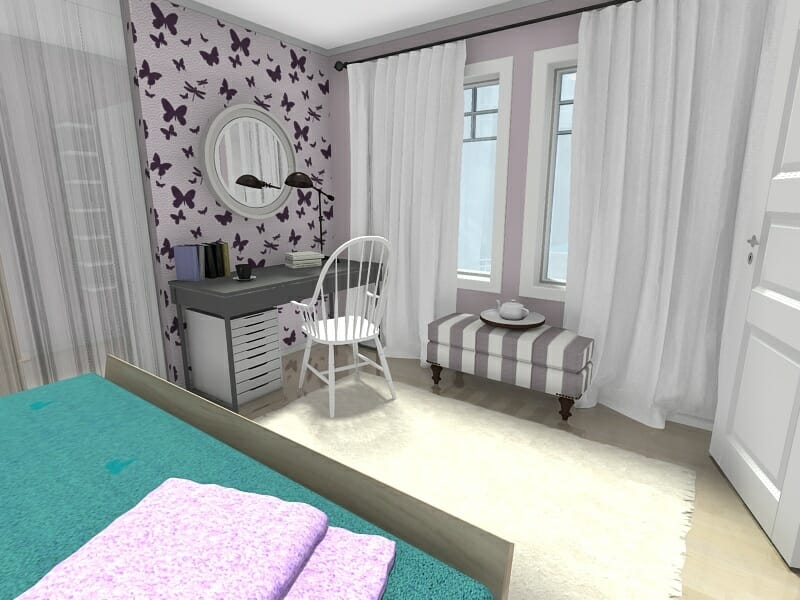 RoomSketcher Spring Decorating Ideas Bedroom Design Lavender Walls Wallpaper