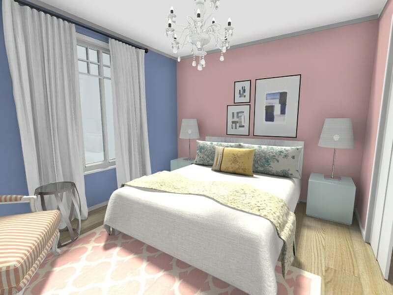 RoomSketcher Spring Decorating Ideas Bedroom Design Pink Blue Walls Decor Pantone Rose Quartz Serenity 2016