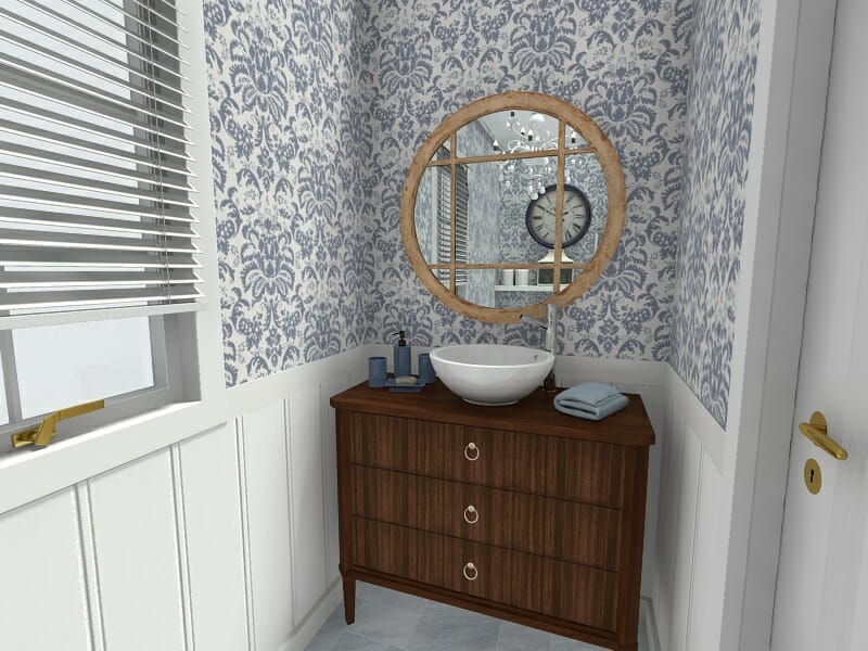 RoomSketcher Spring Decorating Ideas Traditional Powder Room Design White Beadboard