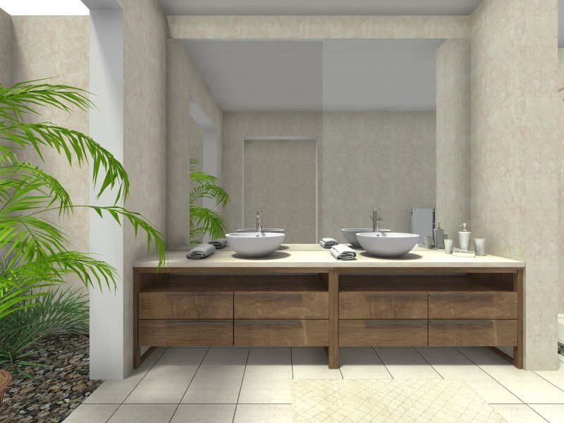 RoomSketcher Zen Bathroom remodel with double sink