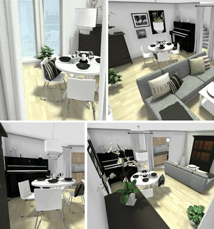 RoomSketcher Multi image before and after living room remodeling