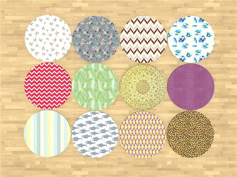 Round rugs in various designs