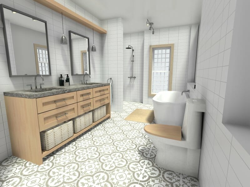 Scandinavian Bathroom 3D Photo Wood Details