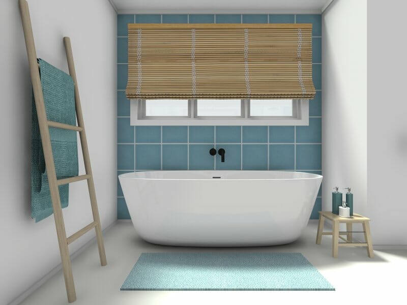 Coastal bathroom with sea-blue tiles