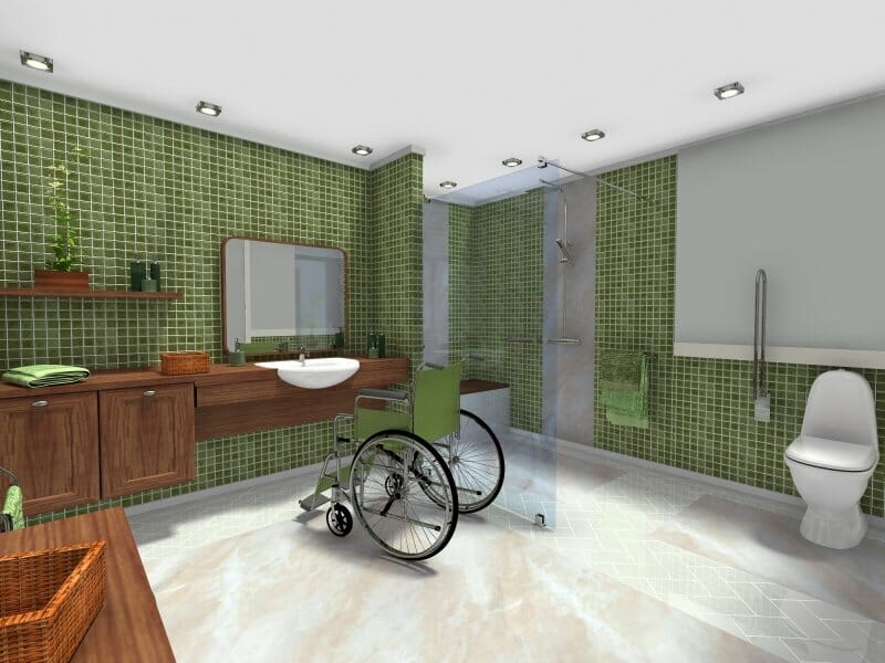 Senior Bathroom Green Wheelchair