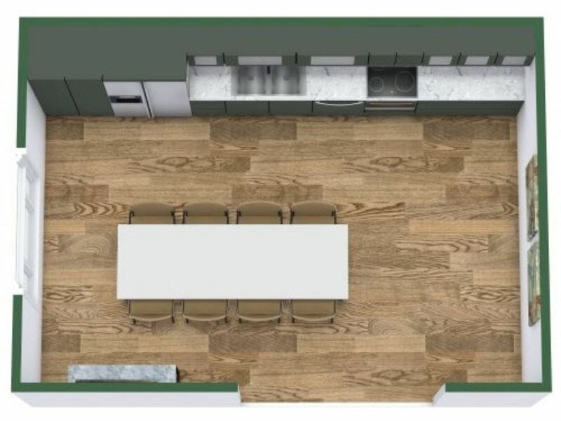 Single wall kitchen floor plan 3D
