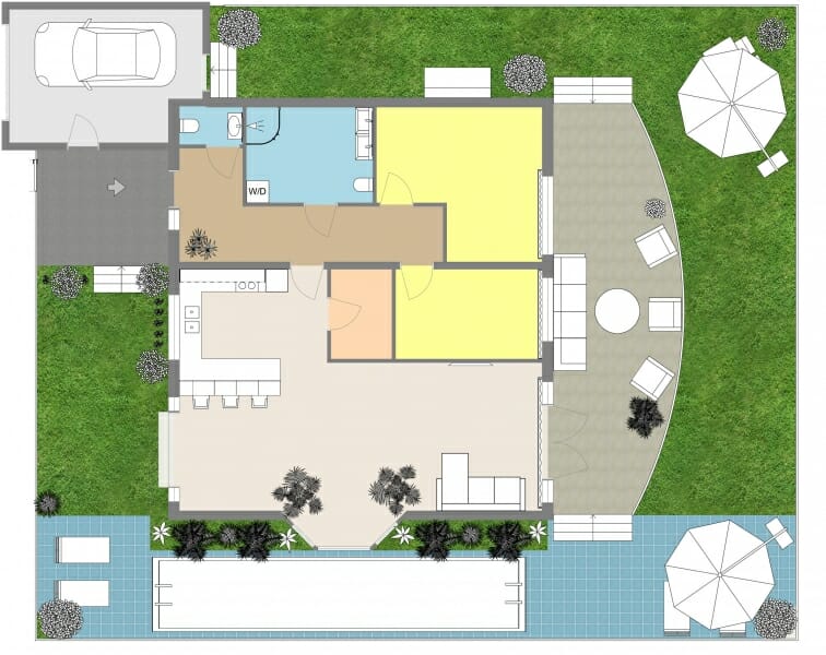 RoomSketcher 2D Site Plan With Swimming Pool