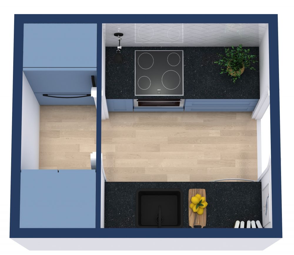 Small Galley Kitchen 3D Floor Plan