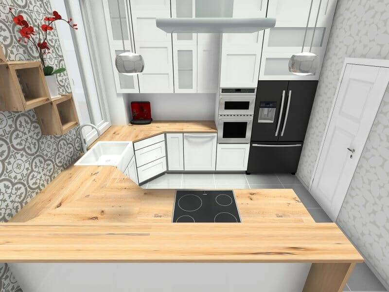 Small kitchen design with peninsula