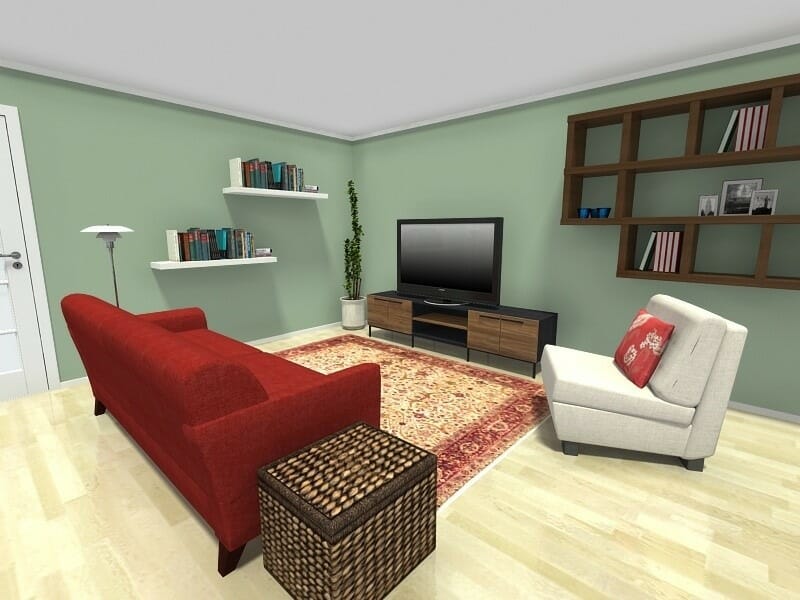 Living room idea with wall shelf