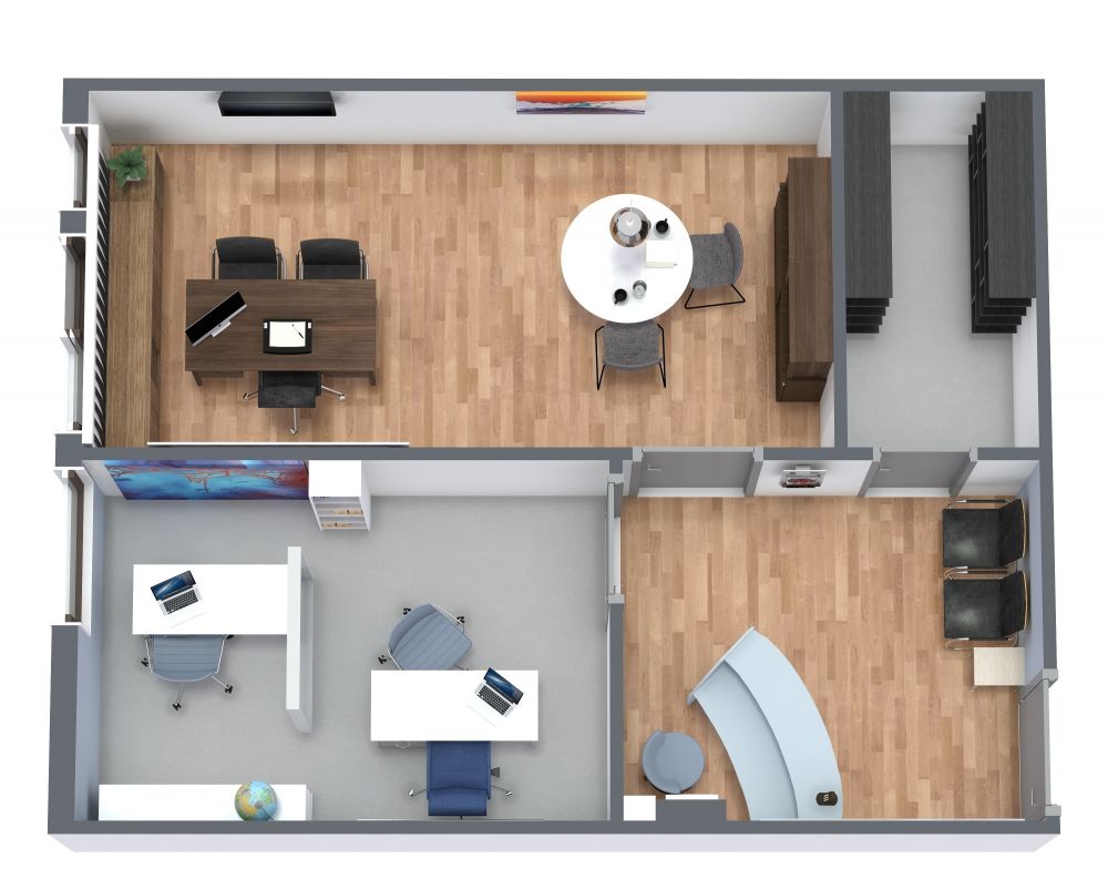 Small Office 3D Floor Plan Examples