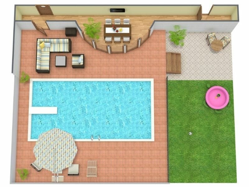 Spacious Swimming Pool Landscape Design Plan