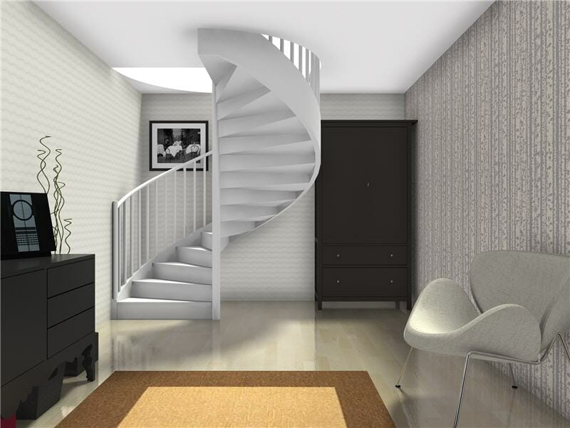 Hallway with white stairs