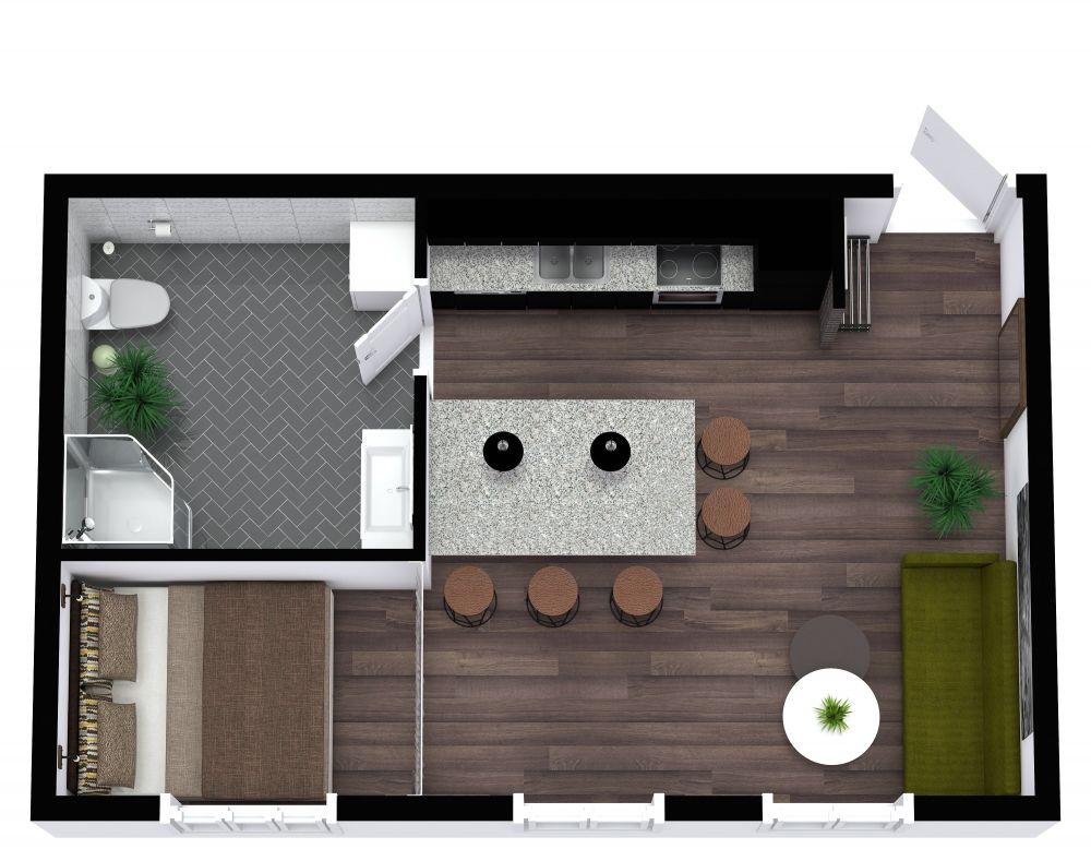 Studio Apartment 3D Plan Examples