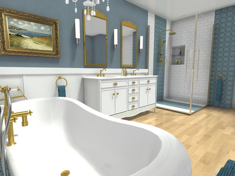traditional bathroom design with blue color scheme