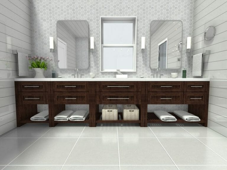 Transitional bathroom 3D Photo Tiled Floor