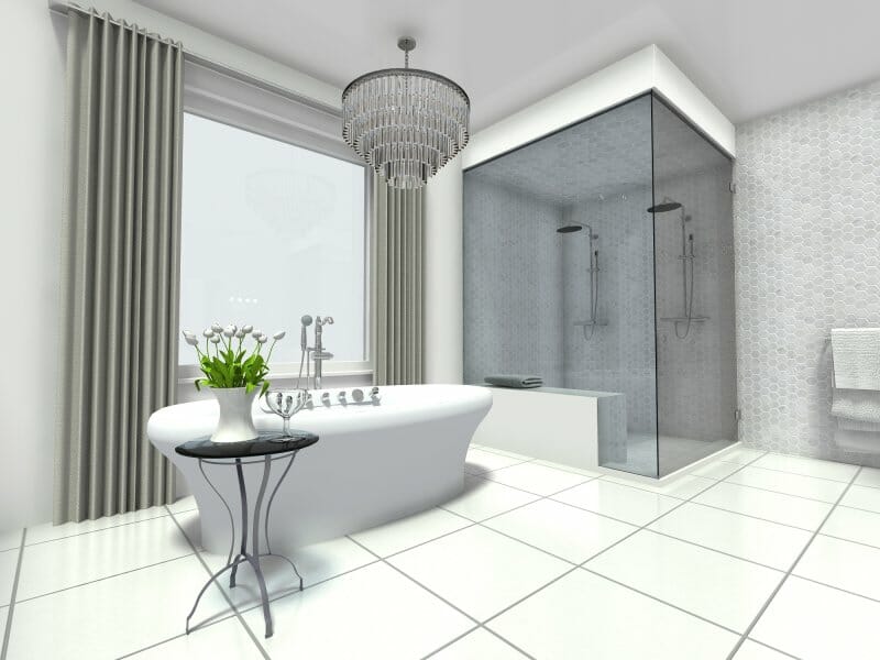 Transitional Bathroom 3D Photo White Tiles