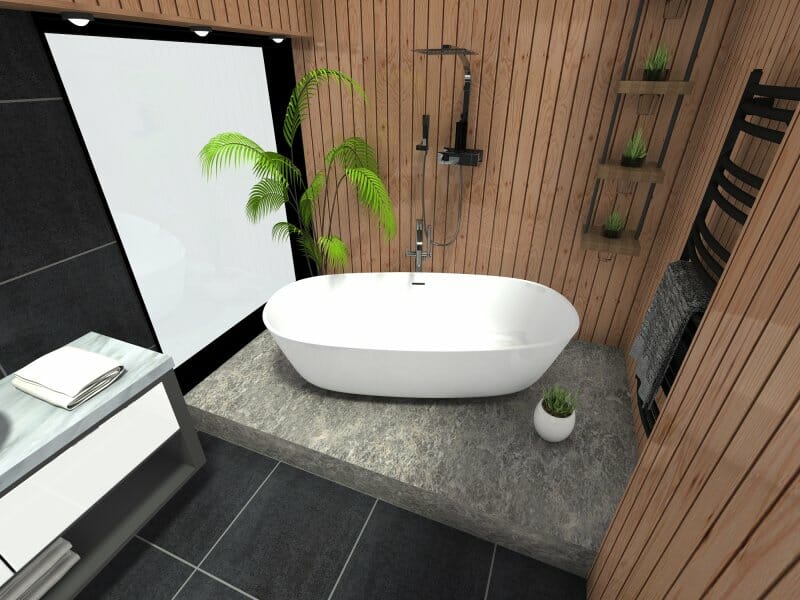 Tropical bathroom style design with tactile textures