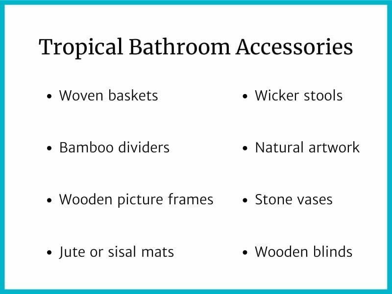 Tropical bathroom style accessories